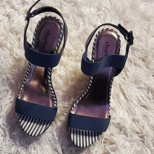 Charles David Blue wedge sandals